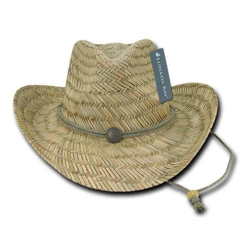 1 Dozen Decky Straw Cowboy Hats Caps One Size Unisex Beach Natural Wholesale Lots