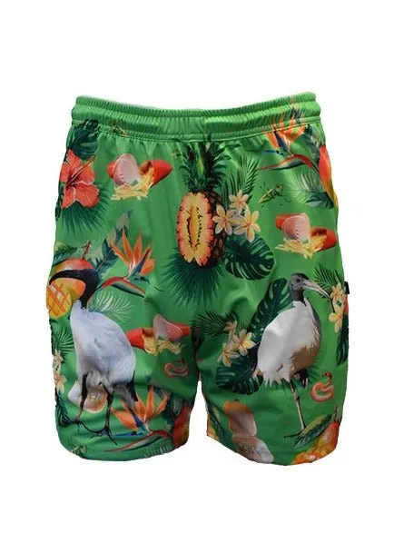 Adult Sun Safe Hawaiian Shorts - Bin Chicken Green