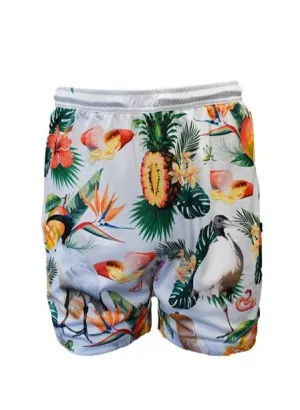 Adult Sun Safe Hawaiian Shorts - Bin Chicken White