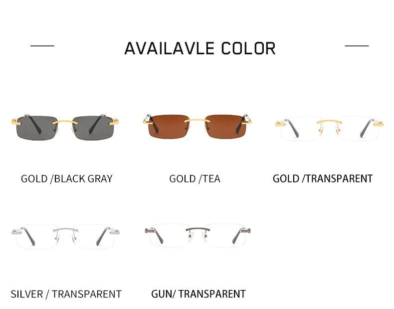 Aissuarvey Rimless Alloy Frame Men's Customizable Polarized Lens Sunglasses