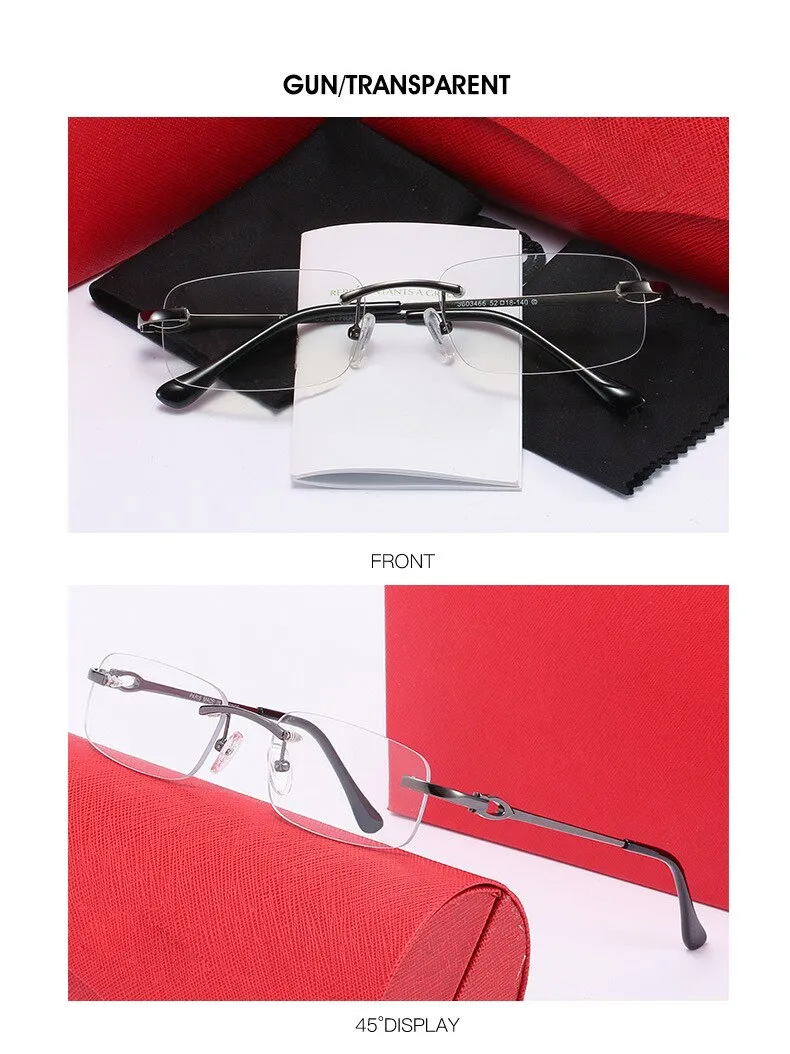 Aissuarvey Rimless Alloy Frame Men's Customizable Polarized Lens Sunglasses