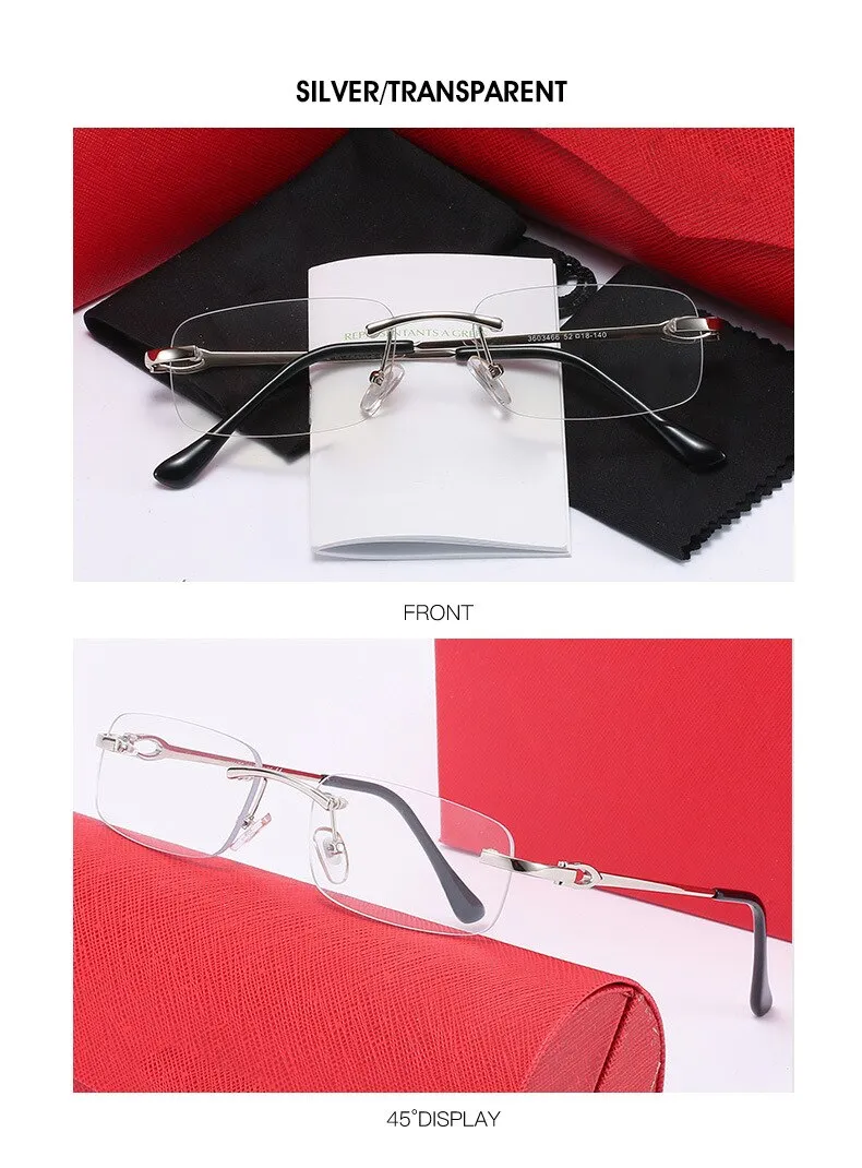 Aissuarvey Rimless Alloy Frame Men's Customizable Polarized Lens Sunglasses