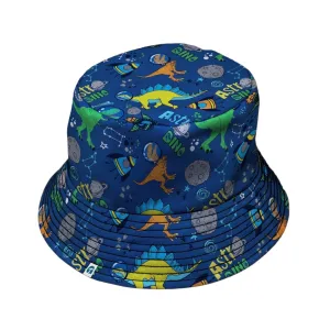 Astro Dino Dinosaur Outer Space Blue Bucket Hat