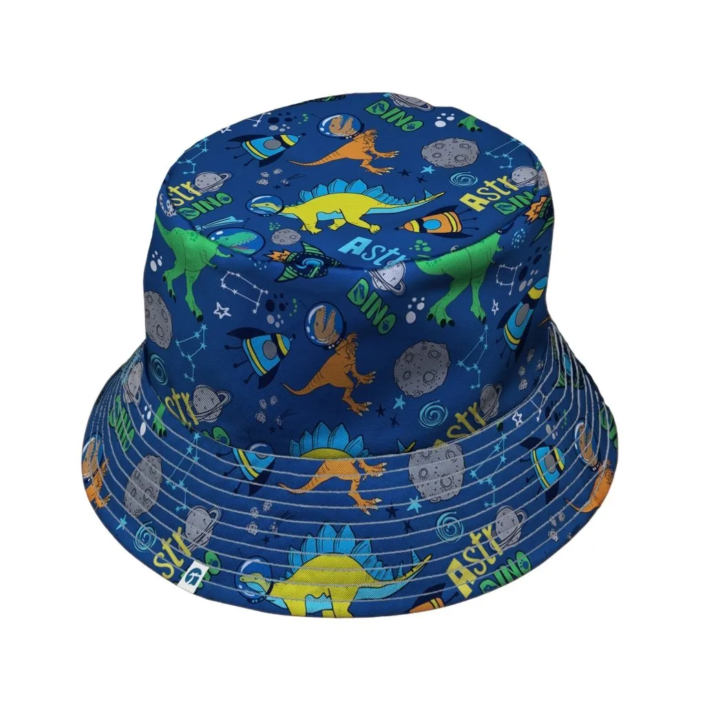 Astro Dino Dinosaur Outer Space Blue Bucket Hat