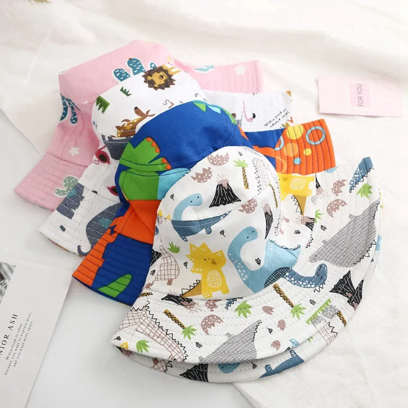 Baby Bucket Hat Children's Summer Caps for Boys Dinosaur Print Panama Hat Children Fisherman Caps Girls Beach Cap Casquette