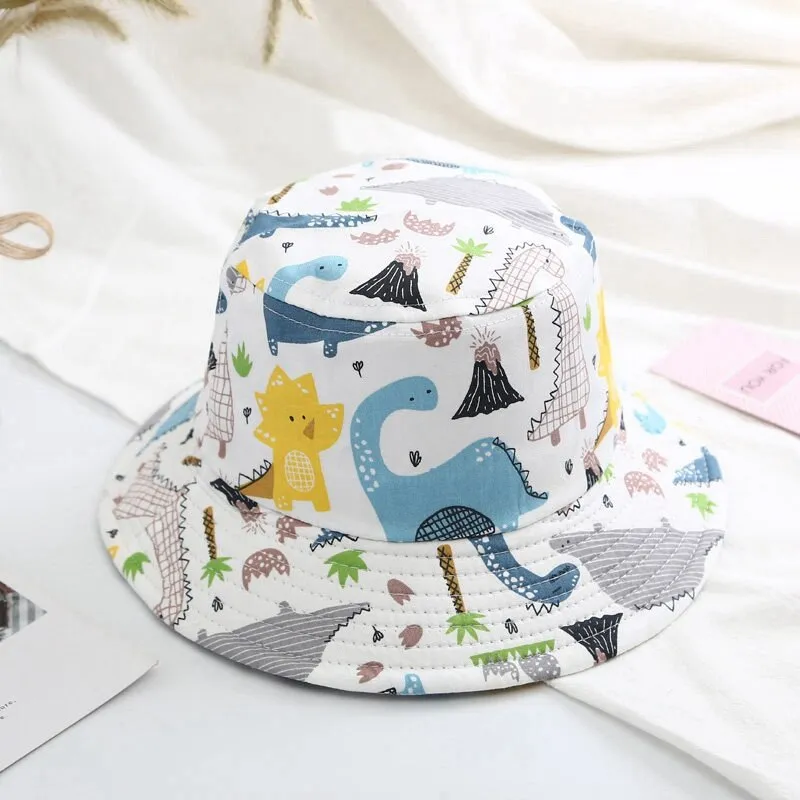 Baby Bucket Hat Children's Summer Caps for Boys Dinosaur Print Panama Hat Children Fisherman Caps Girls Beach Cap Casquette