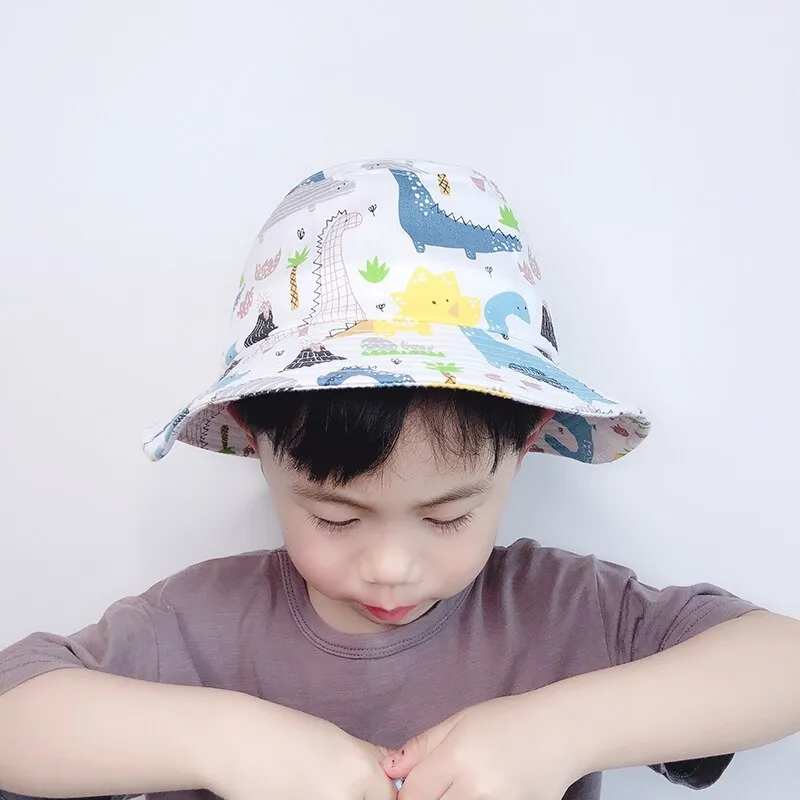 Baby Bucket Hat Children's Summer Caps for Boys Dinosaur Print Panama Hat Children Fisherman Caps Girls Beach Cap Casquette