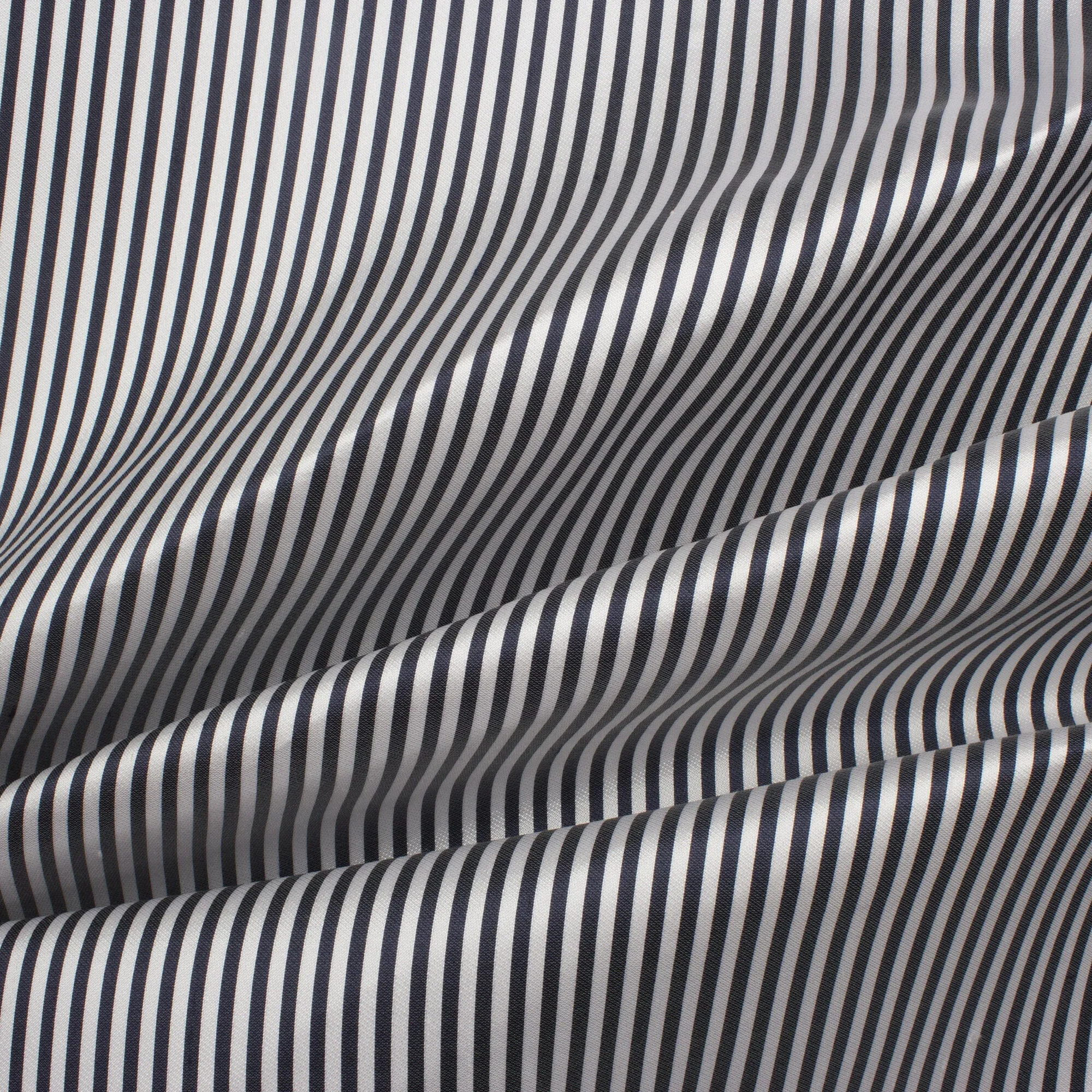 Blue & White Pinstripe Silk Shantung