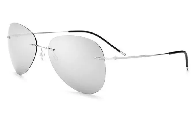 Brightzone Men's Sunglasses Titanium Rimless Round Polarized B2018