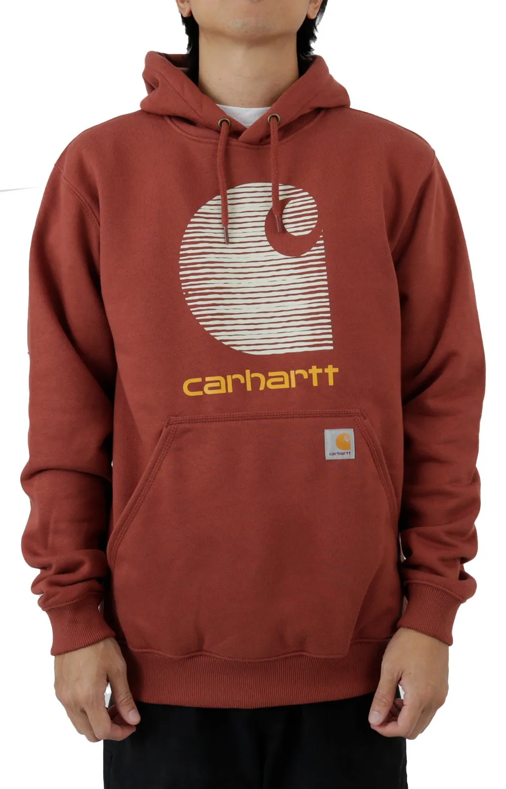 Carhartt Rain Defender Water-Resistant Midweight Hoodie with Iconic Logo - Henna