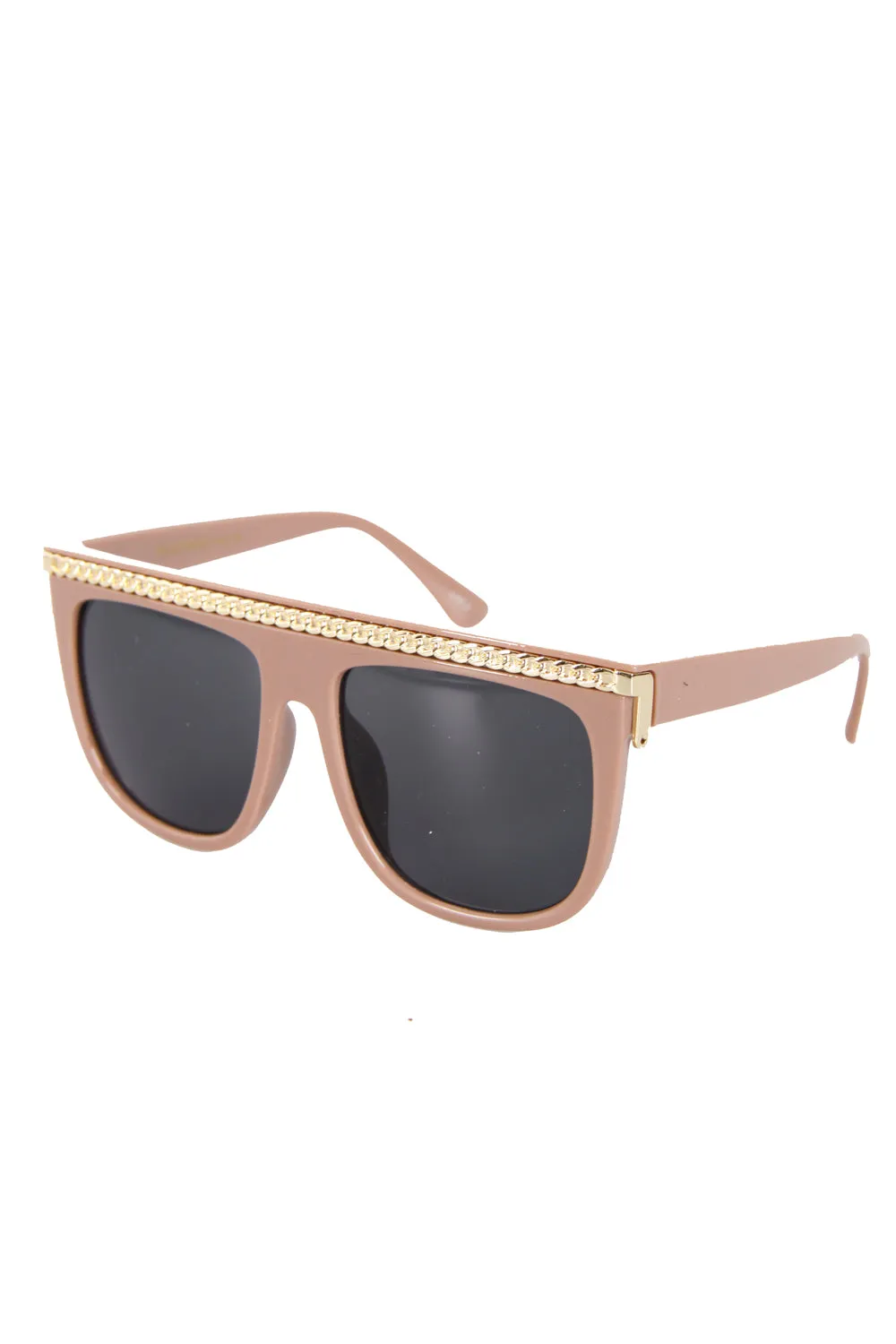 Chain Detail Square Flat Top Sunglasses