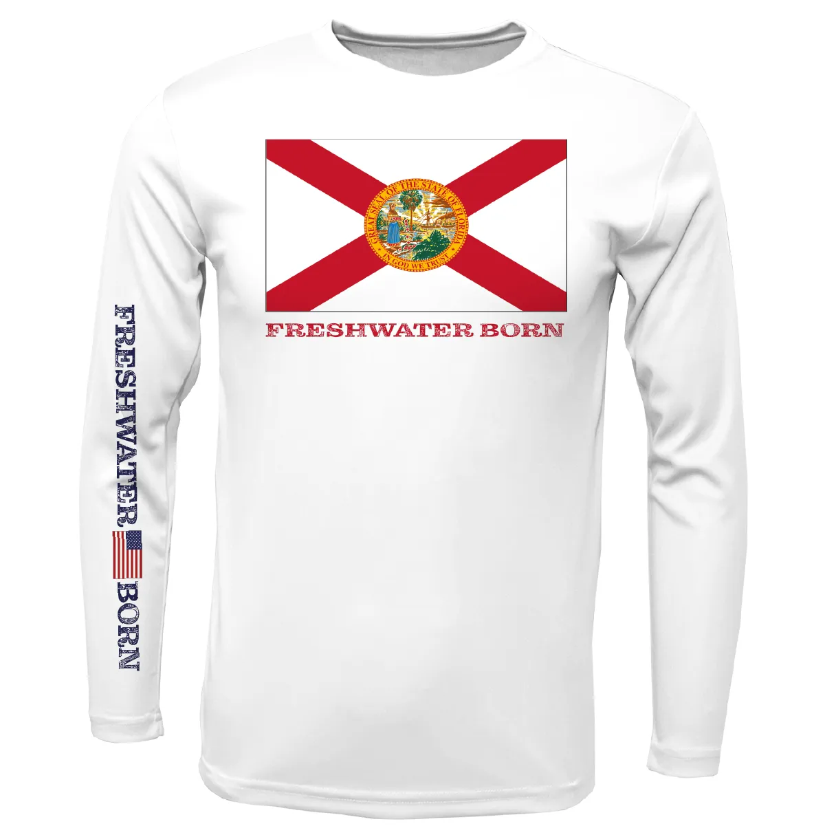 Florida Flag Freshwater Born Men's Long Sleeve UPF 50  Dry-Fit Shirt