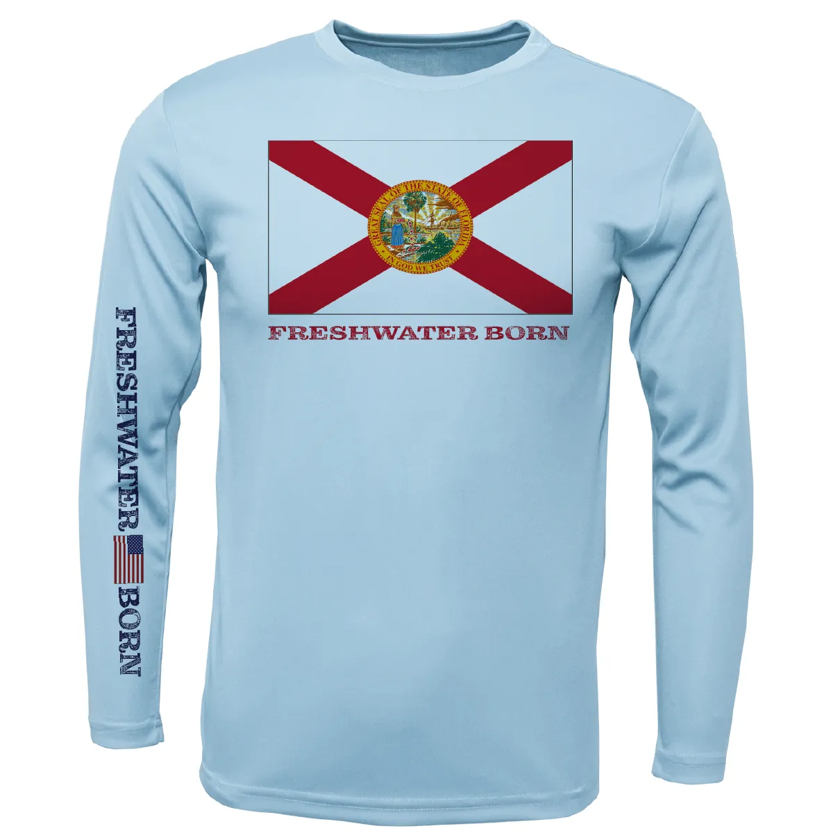 Florida Flag Freshwater Born Men's Long Sleeve UPF 50  Dry-Fit Shirt