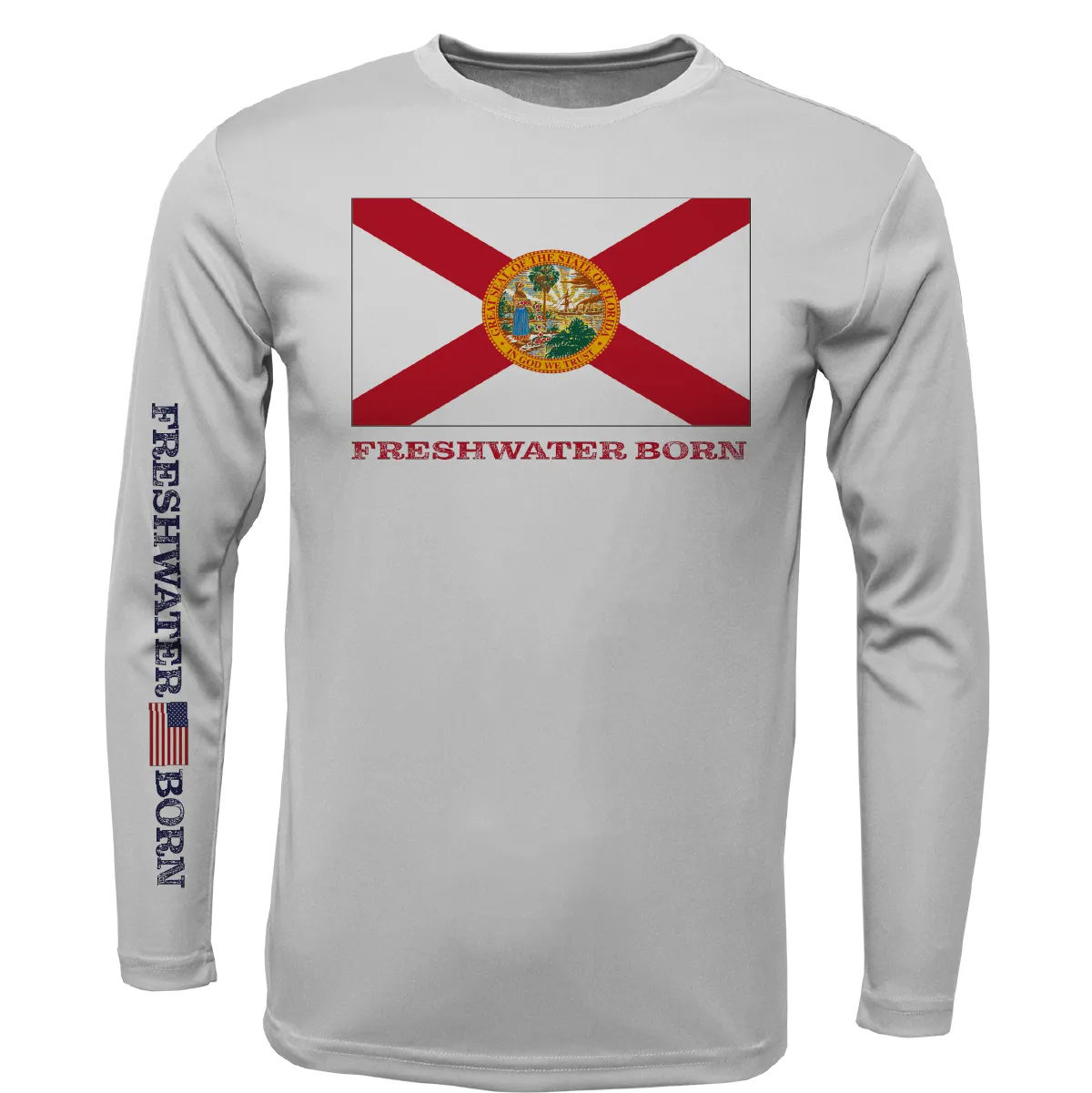 Florida Flag Freshwater Born Men's Long Sleeve UPF 50  Dry-Fit Shirt