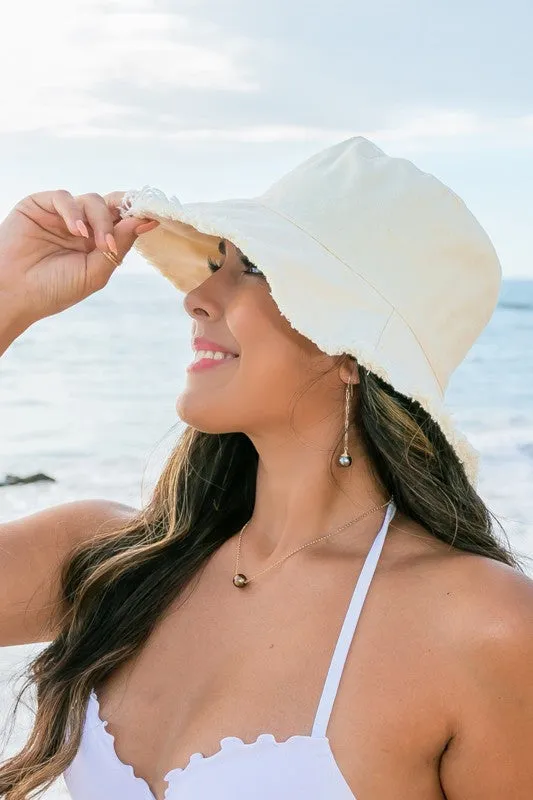 Frayed Edge Canvas Bucket Hat