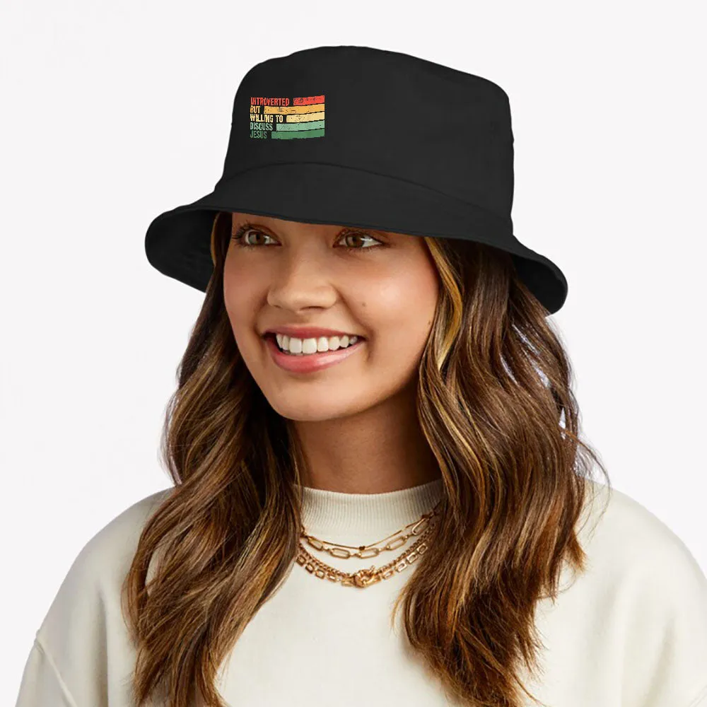 Funny Trendy Introverted But Willing To Discuss Jesus Bucket Hat