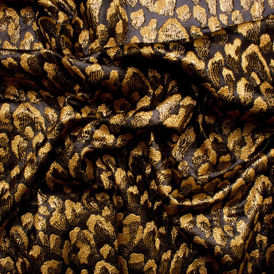 Gold on Grey Petal Metallic Brocade