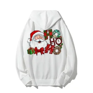 Holiday Christmas Santa Claus Graphic Pullover With Kangaroo Pocket Hoodies