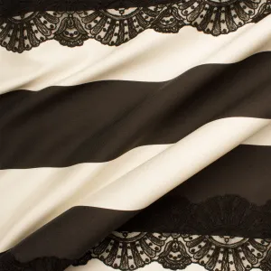 Ivory/Black Stripe Silk Mikado