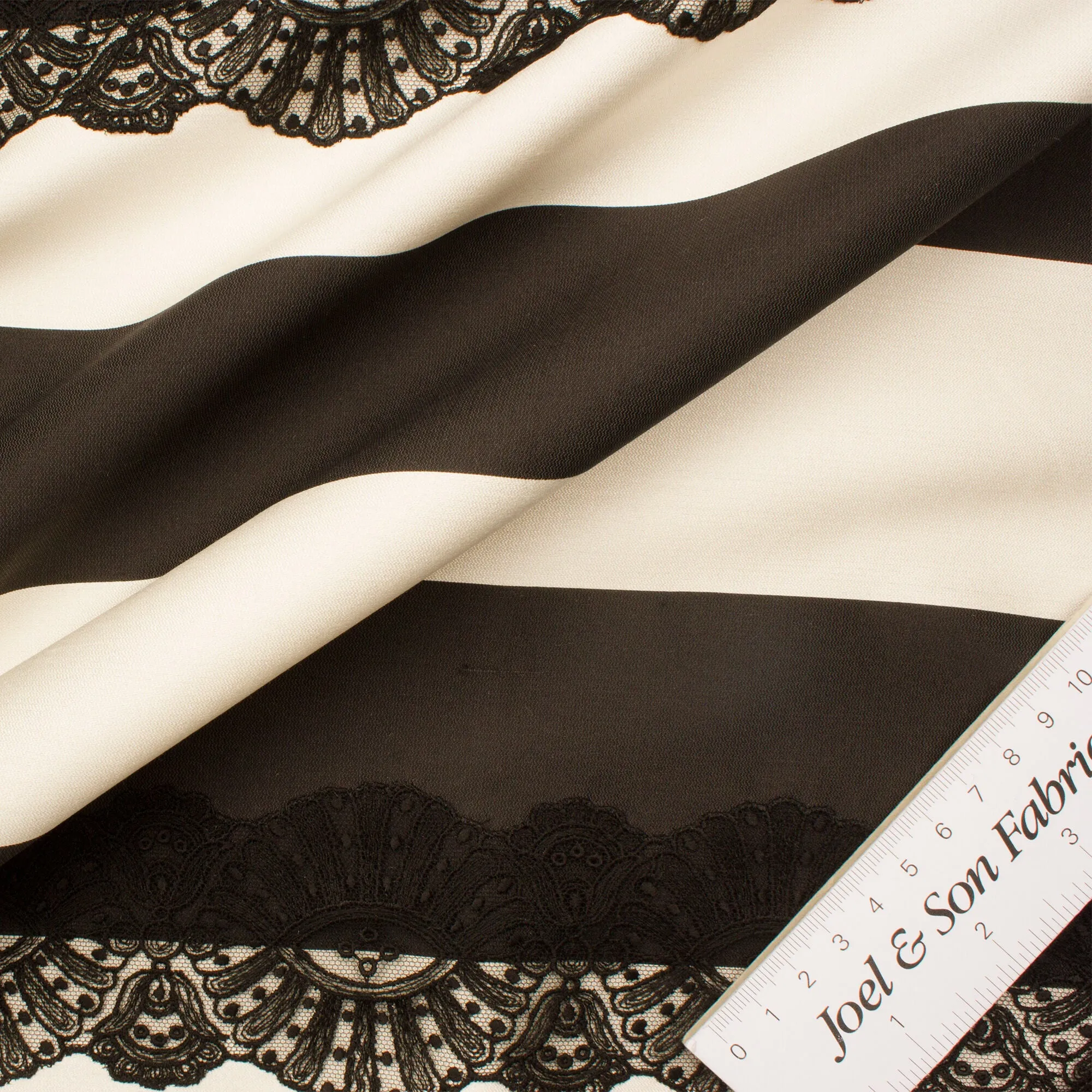 Ivory/Black Stripe Silk Mikado