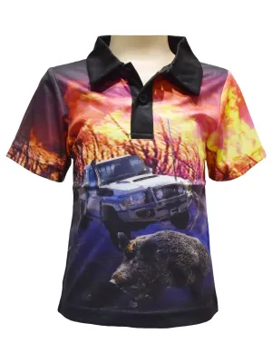 Kids Short Sleeve Fishing Shirts - Cane Boar