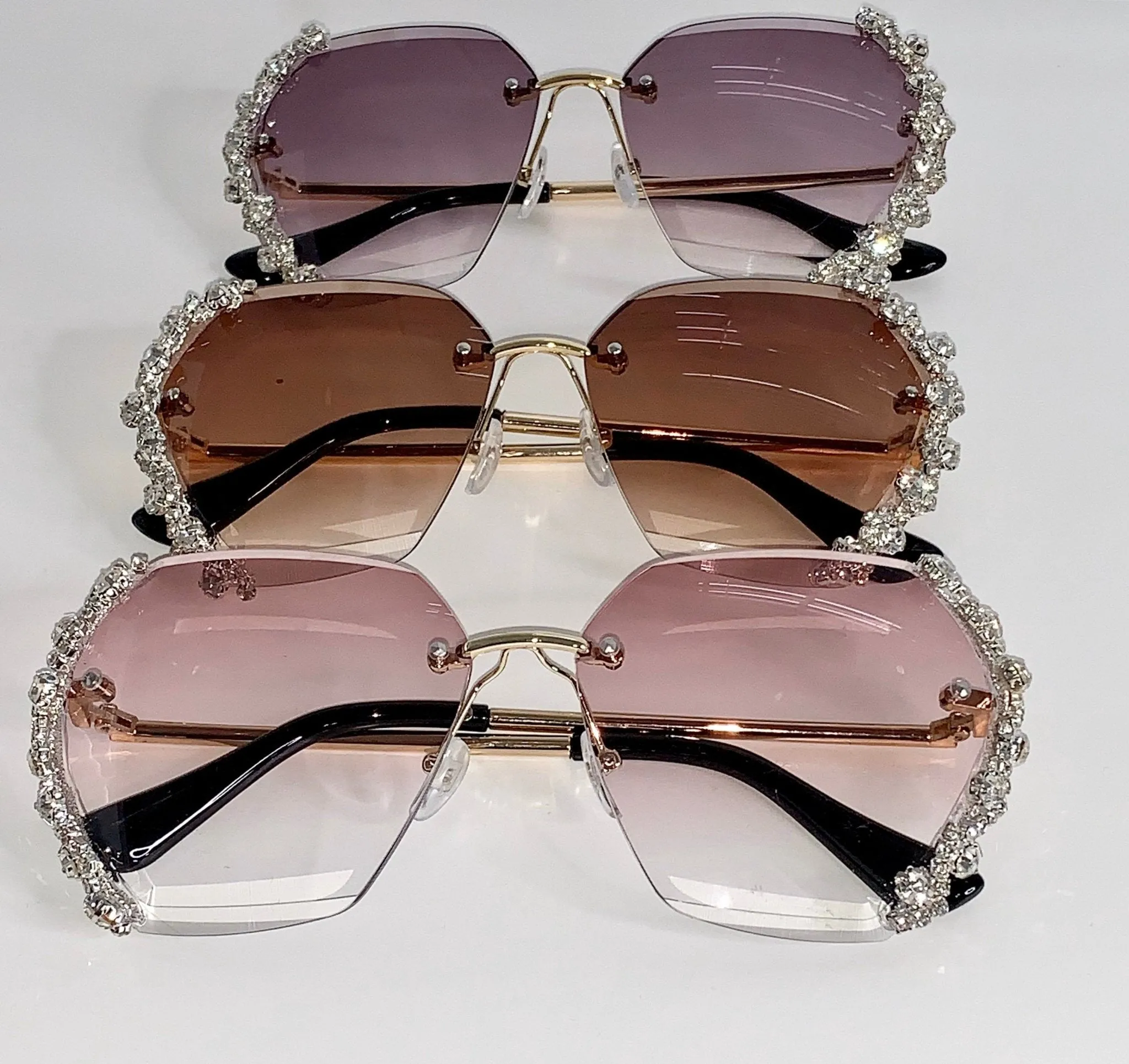 Luxury Rhinestone Rimless Sunglasses