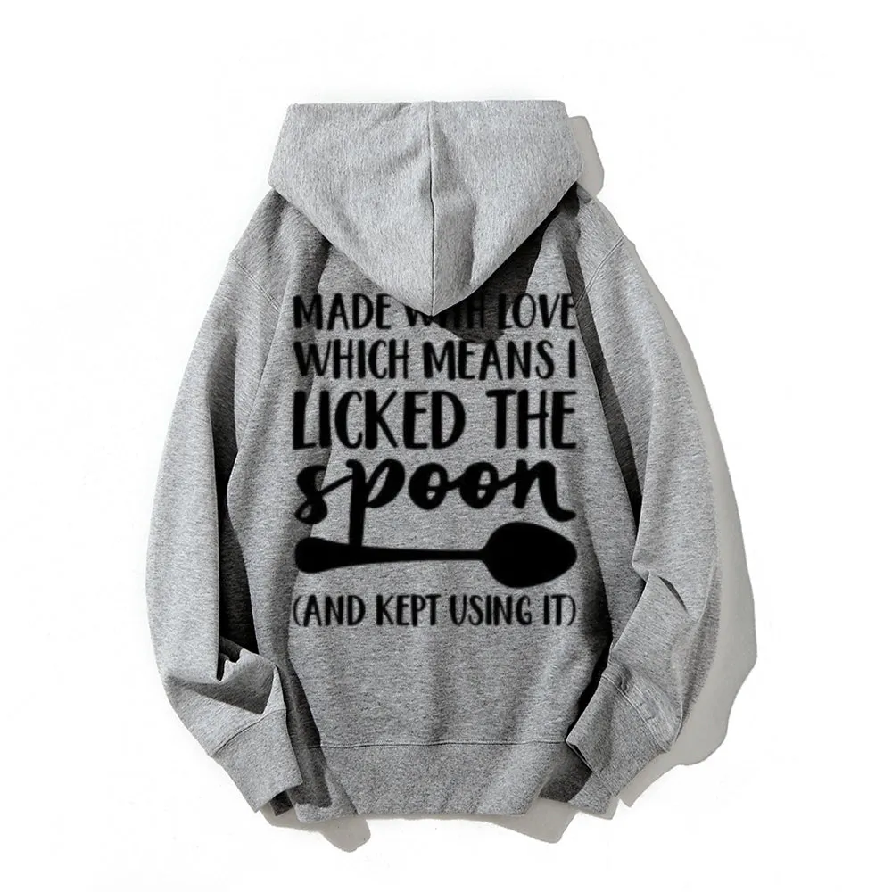 Made With Love Funny Letter Graphic Pullover With Kangaroo Pocket Hoodies