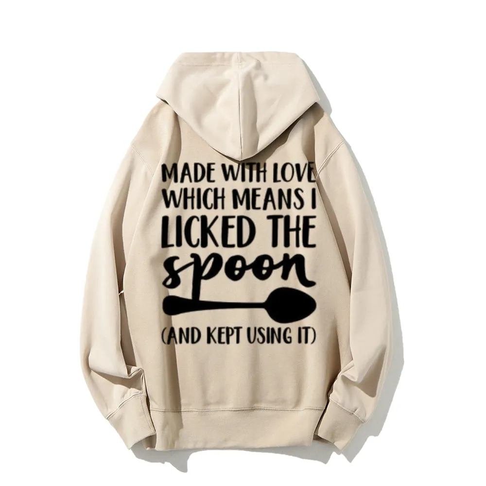 Made With Love Funny Letter Graphic Pullover With Kangaroo Pocket Hoodies