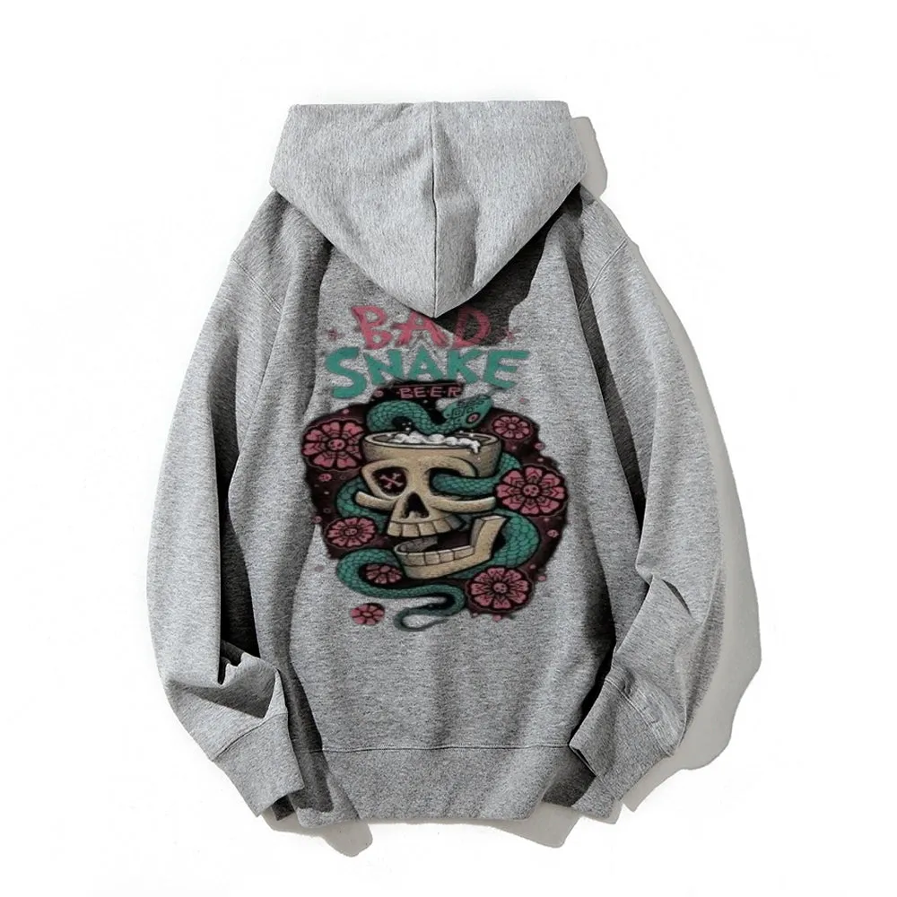 Mens BAD SNAKE Flower Graphic Hoodies