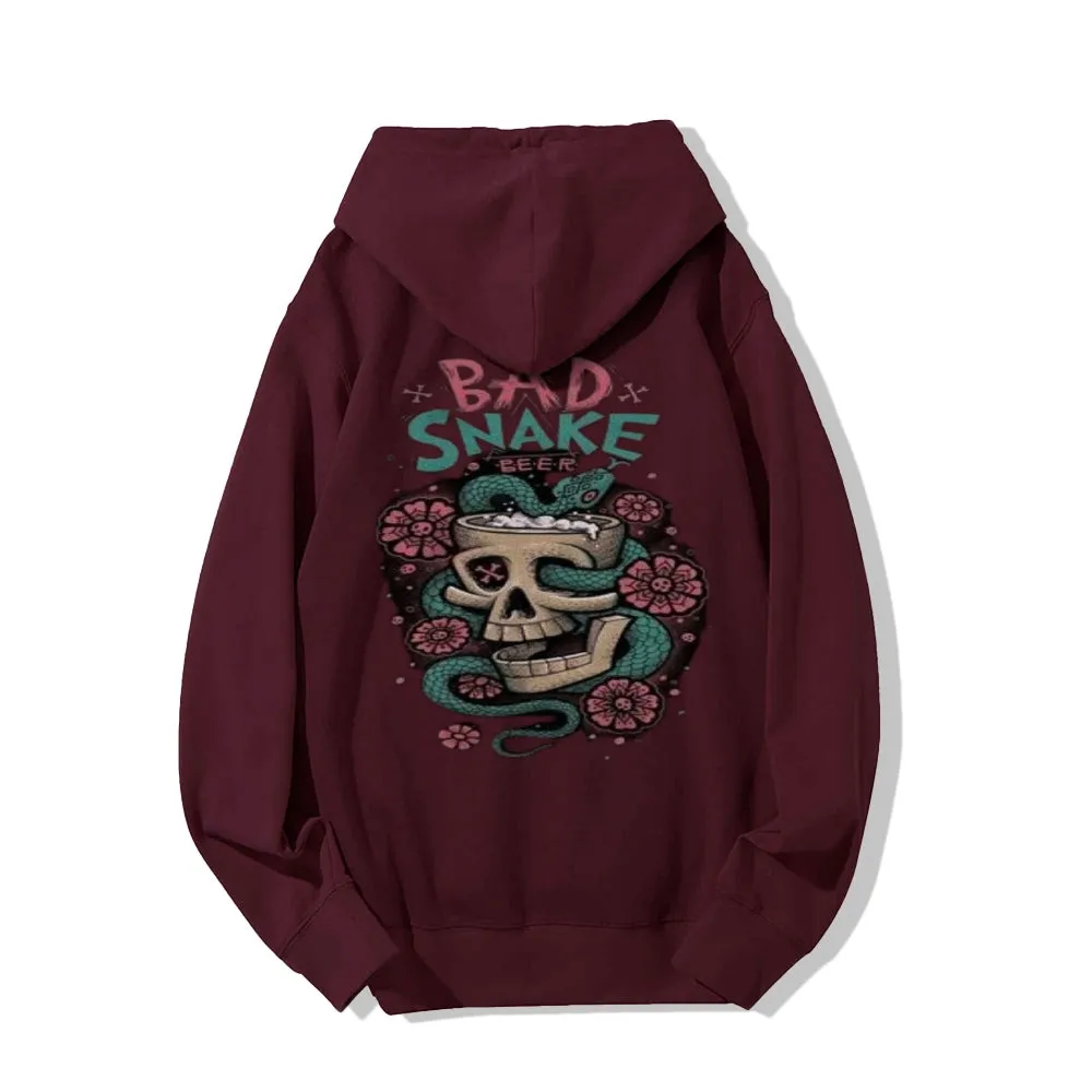 Mens BAD SNAKE Flower Graphic Hoodies