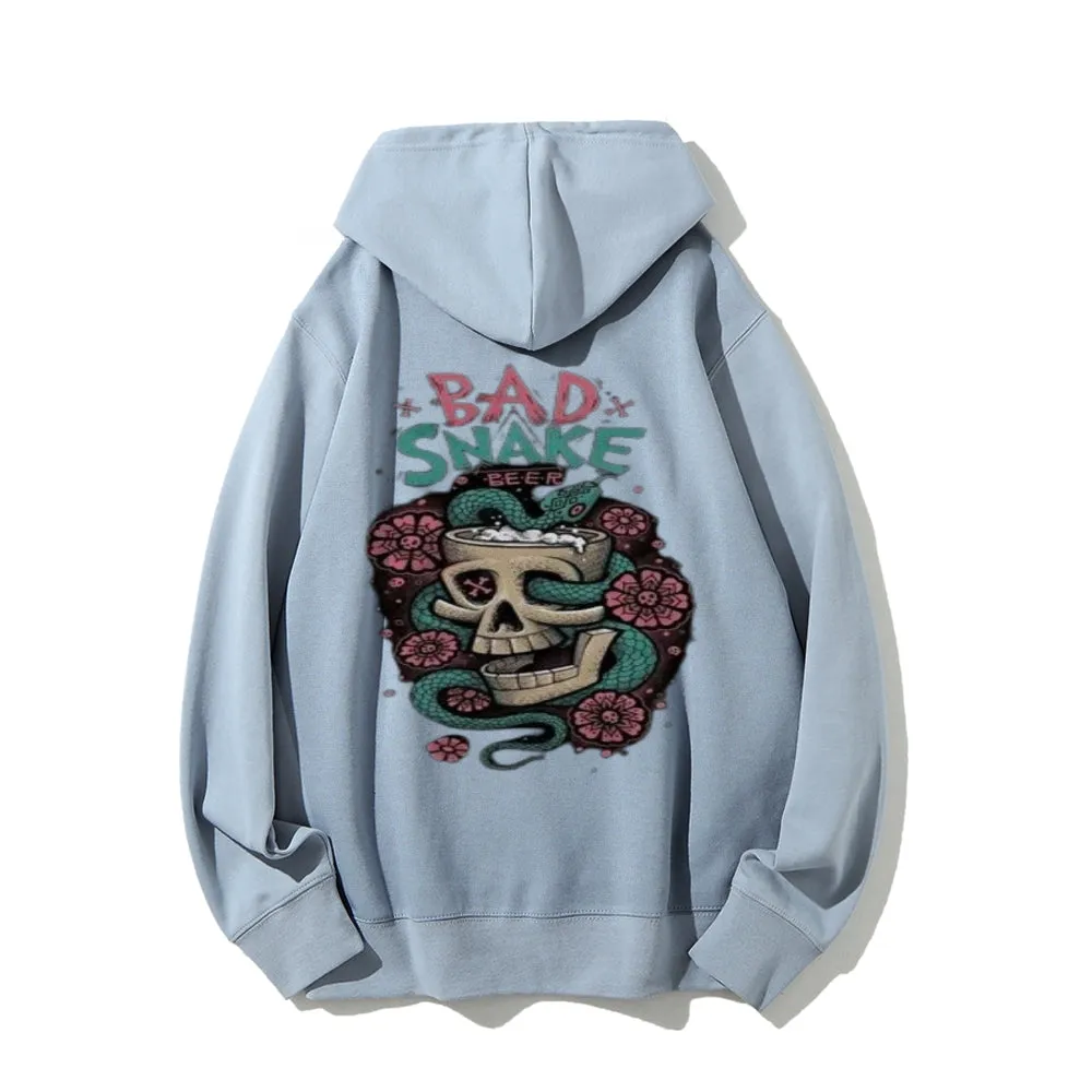 Mens BAD SNAKE Flower Graphic Hoodies