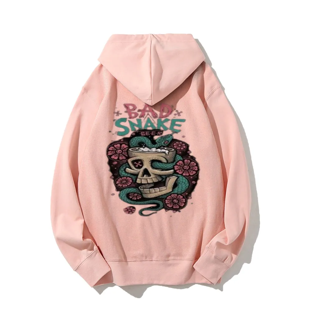 Mens BAD SNAKE Flower Graphic Hoodies