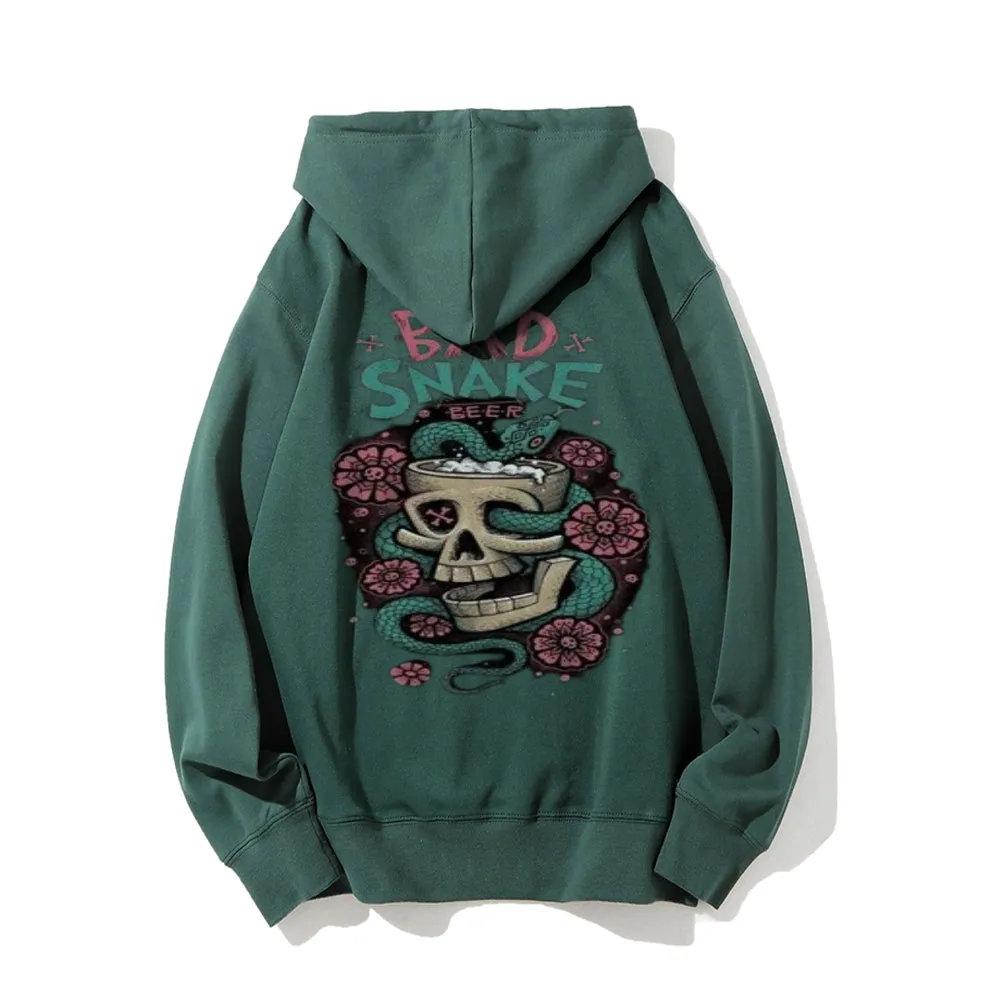 Mens BAD SNAKE Flower Graphic Hoodies