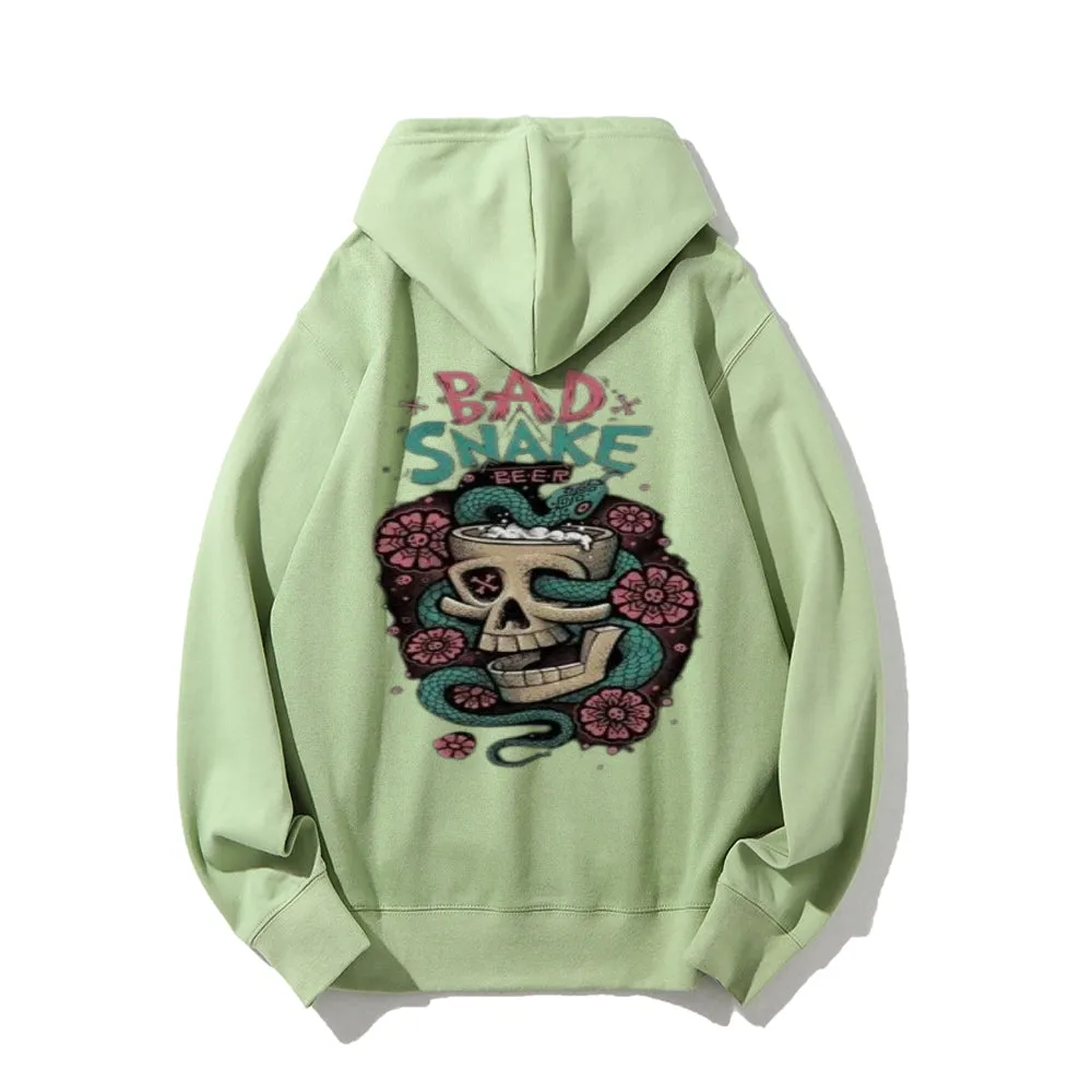 Mens BAD SNAKE Flower Graphic Hoodies