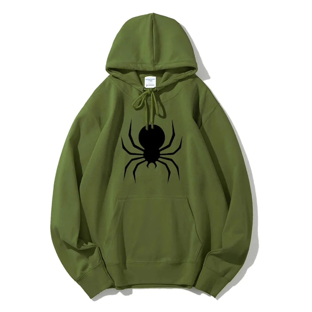 Mens Black Spider Graphic Hoodies