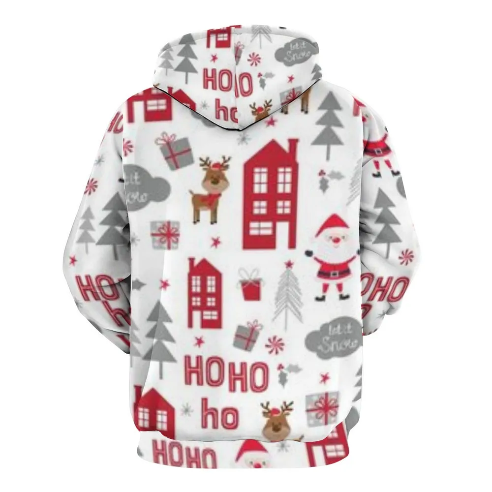 Mens Christmas Holiday Graphic Pullover With Kangaroo Pocket Hoodies