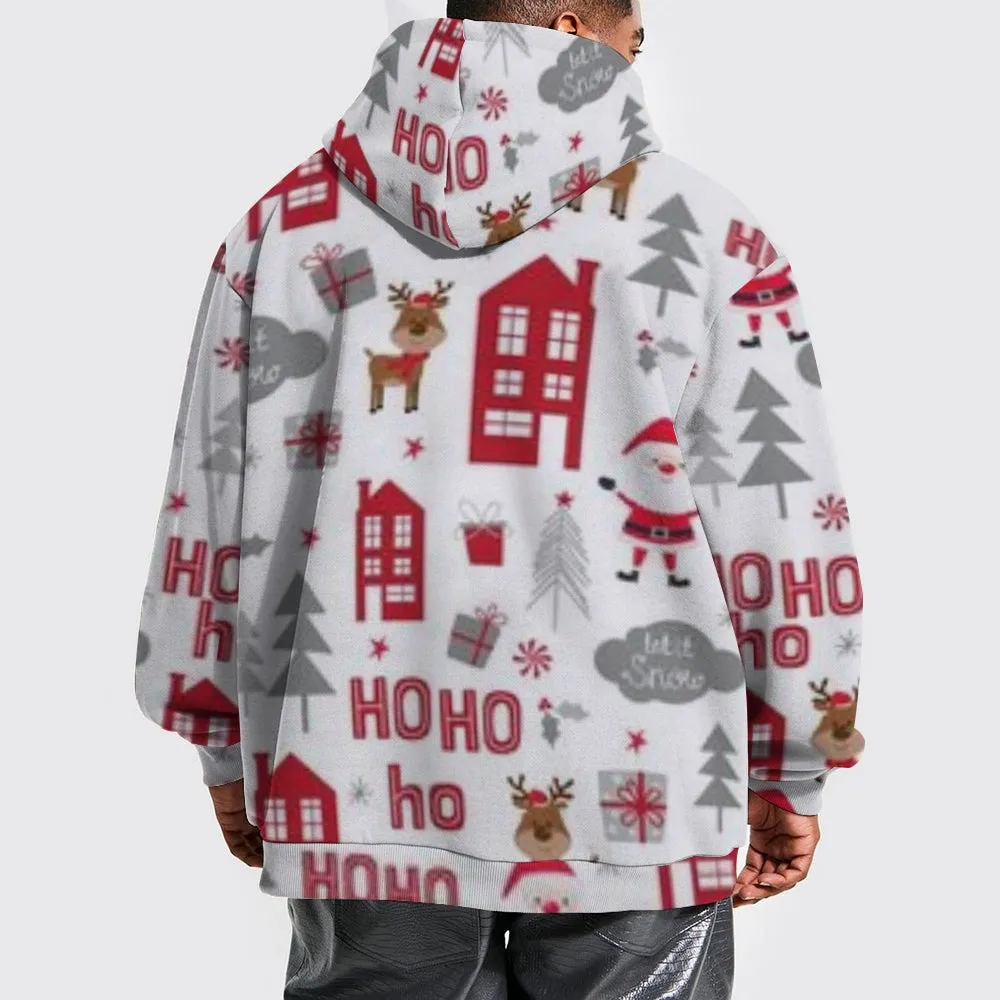 Mens Christmas Holiday Graphic Pullover With Kangaroo Pocket Hoodies