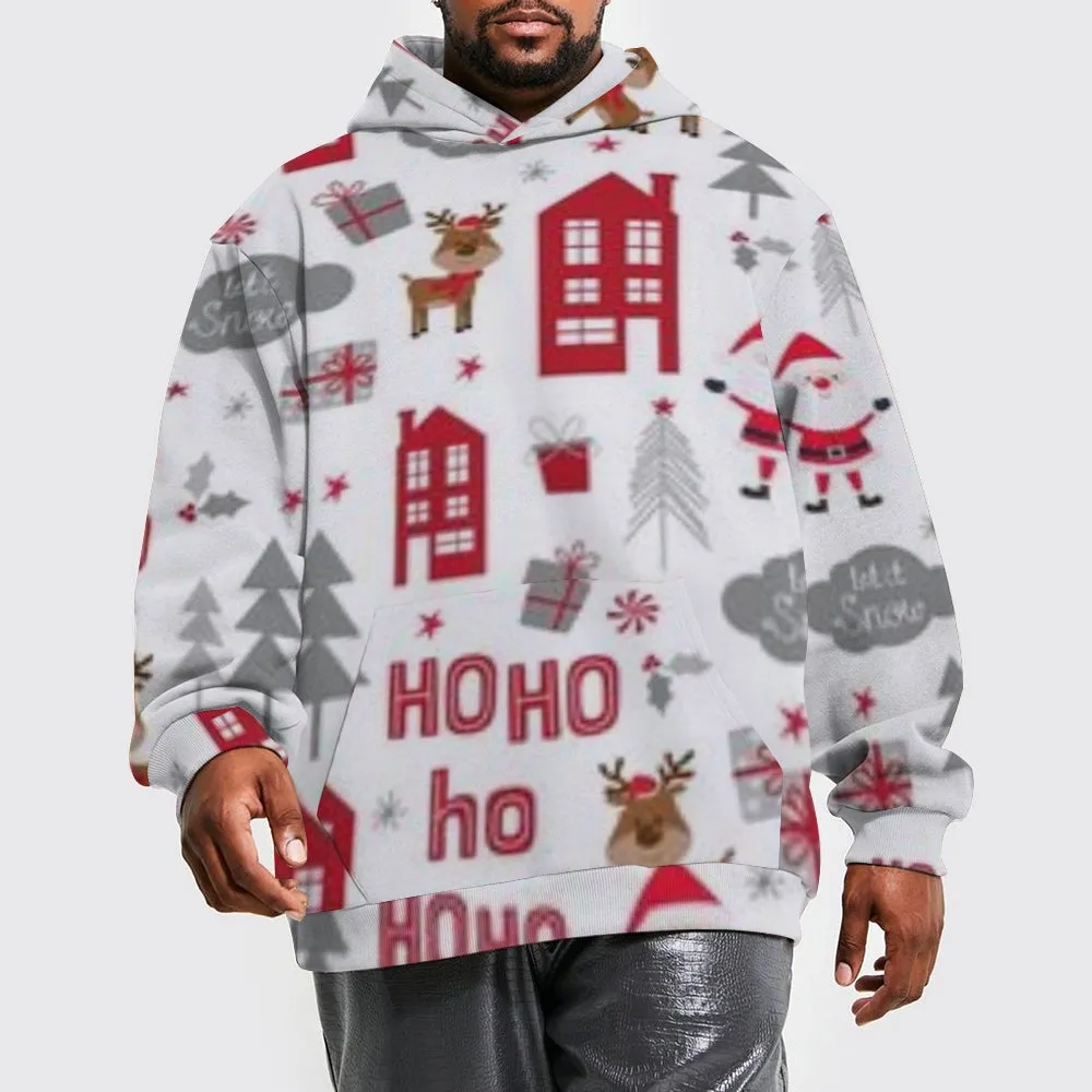 Mens Christmas Holiday Graphic Pullover With Kangaroo Pocket Hoodies