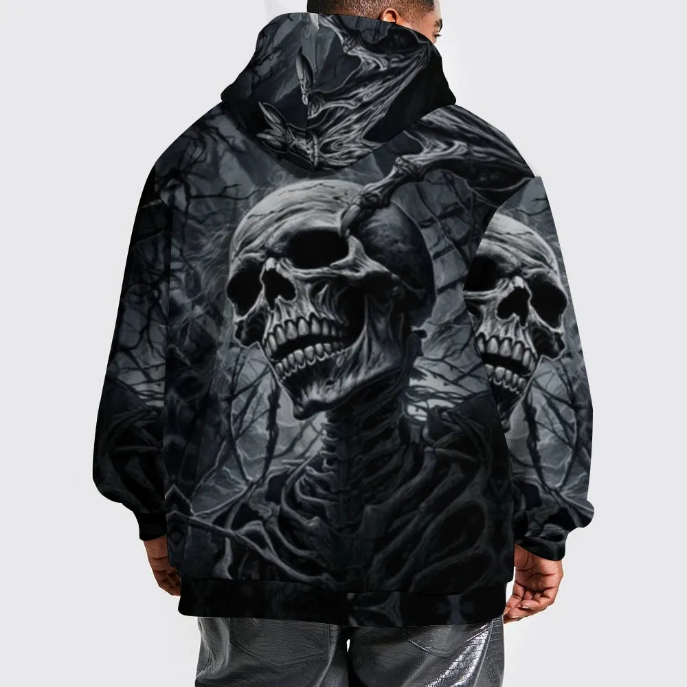 Mens Halloween Black Skull 3D Print Hoodies