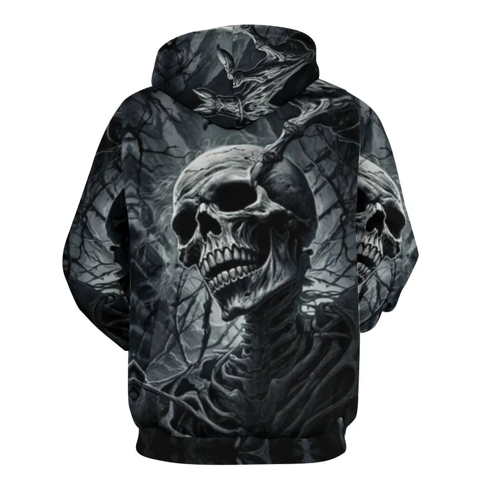 Mens Halloween Black Skull 3D Print Hoodies