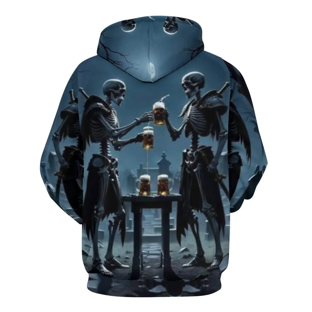 Mens Halloween Cheer with Beer Skull3D Print Hoodies