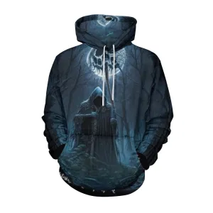 Mens Halloween Grim Reaper Under Moonlight 3D Print Hoodies