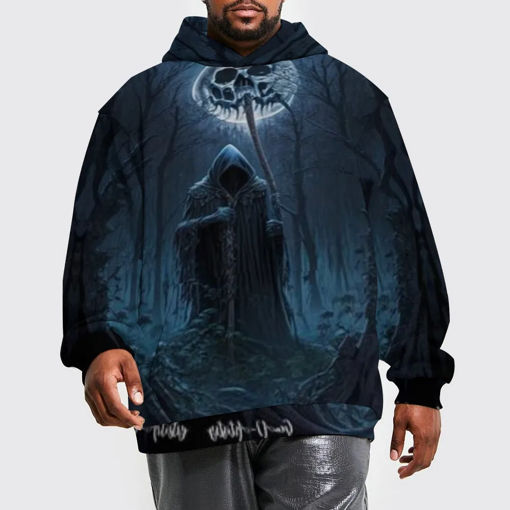 Mens Halloween Grim Reaper Under Moonlight 3D Print Hoodies