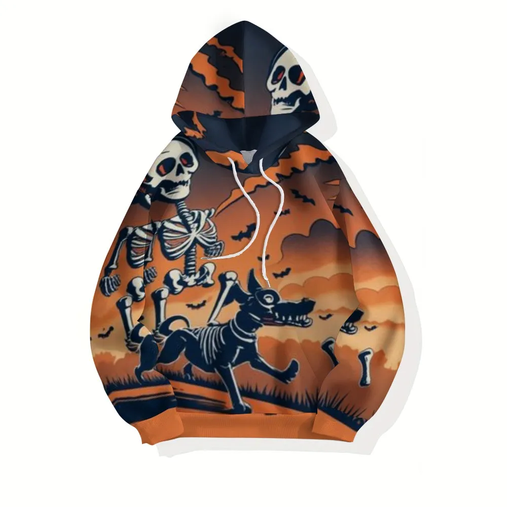 Mens Halloween Skeleton with Dog 3D Print Hoodies