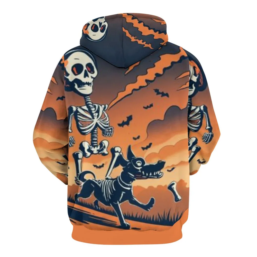 Mens Halloween Skeleton with Dog 3D Print Hoodies