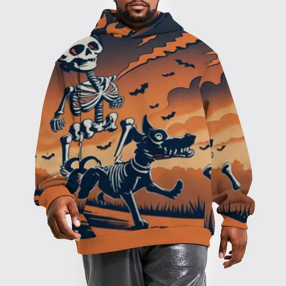 Mens Halloween Skeleton with Dog 3D Print Hoodies