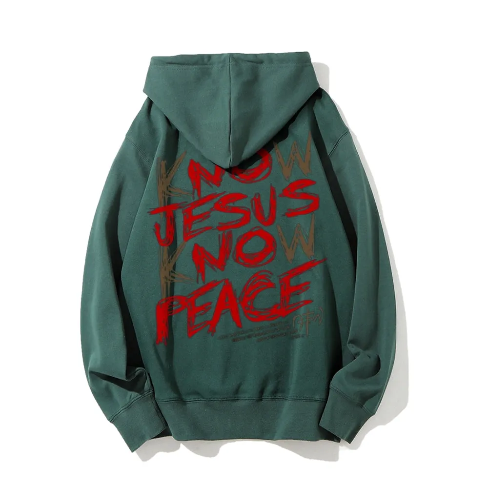 Mens KNOW JESUS KNOW PEACE Graphic Pullover Hoodies