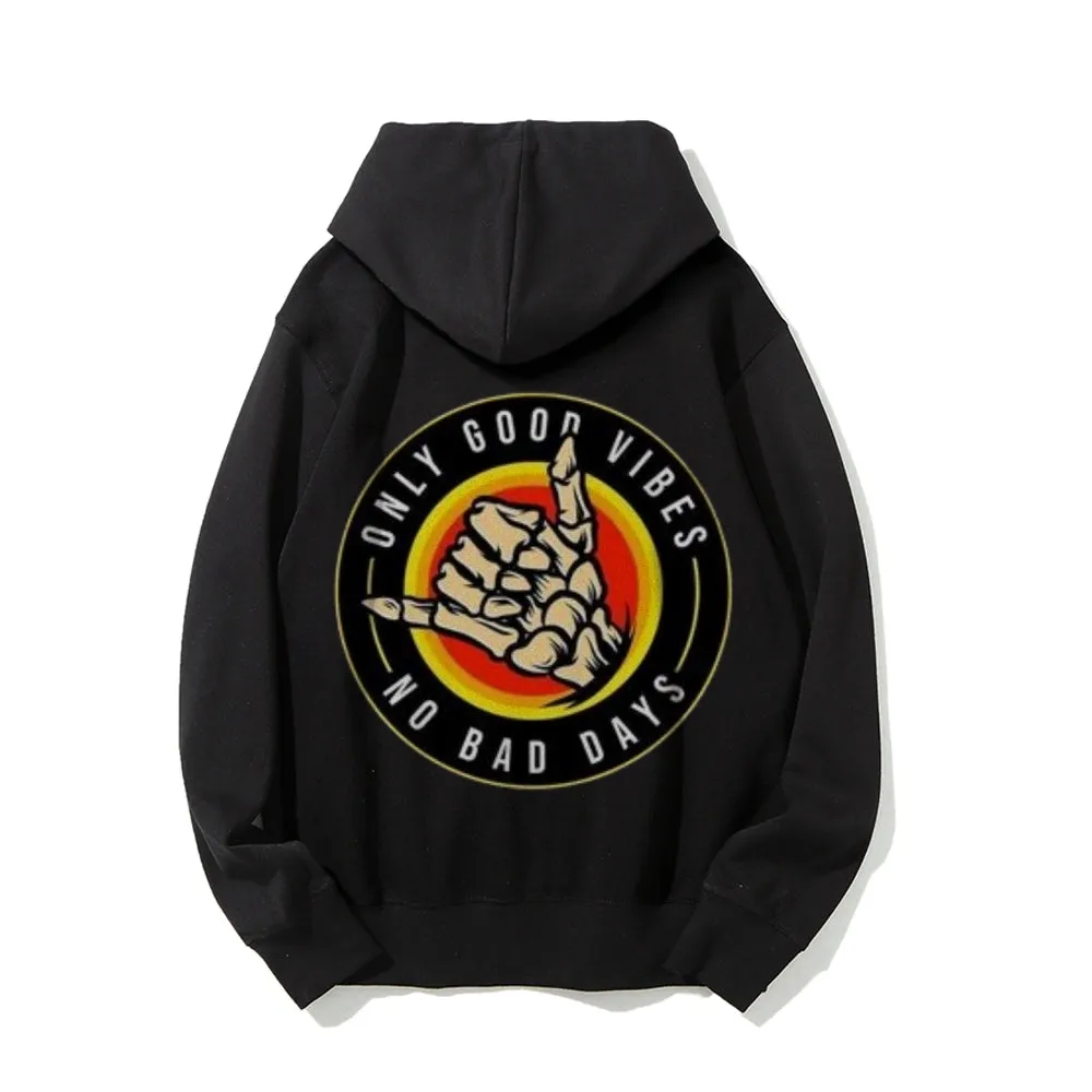 Mens NO BAD DAYS Skull Graphic Hoodies