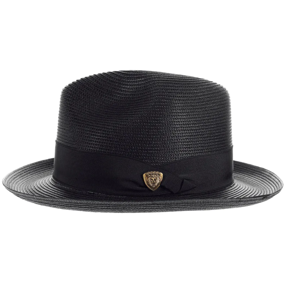 Navy Blue Straw Fedora Hat