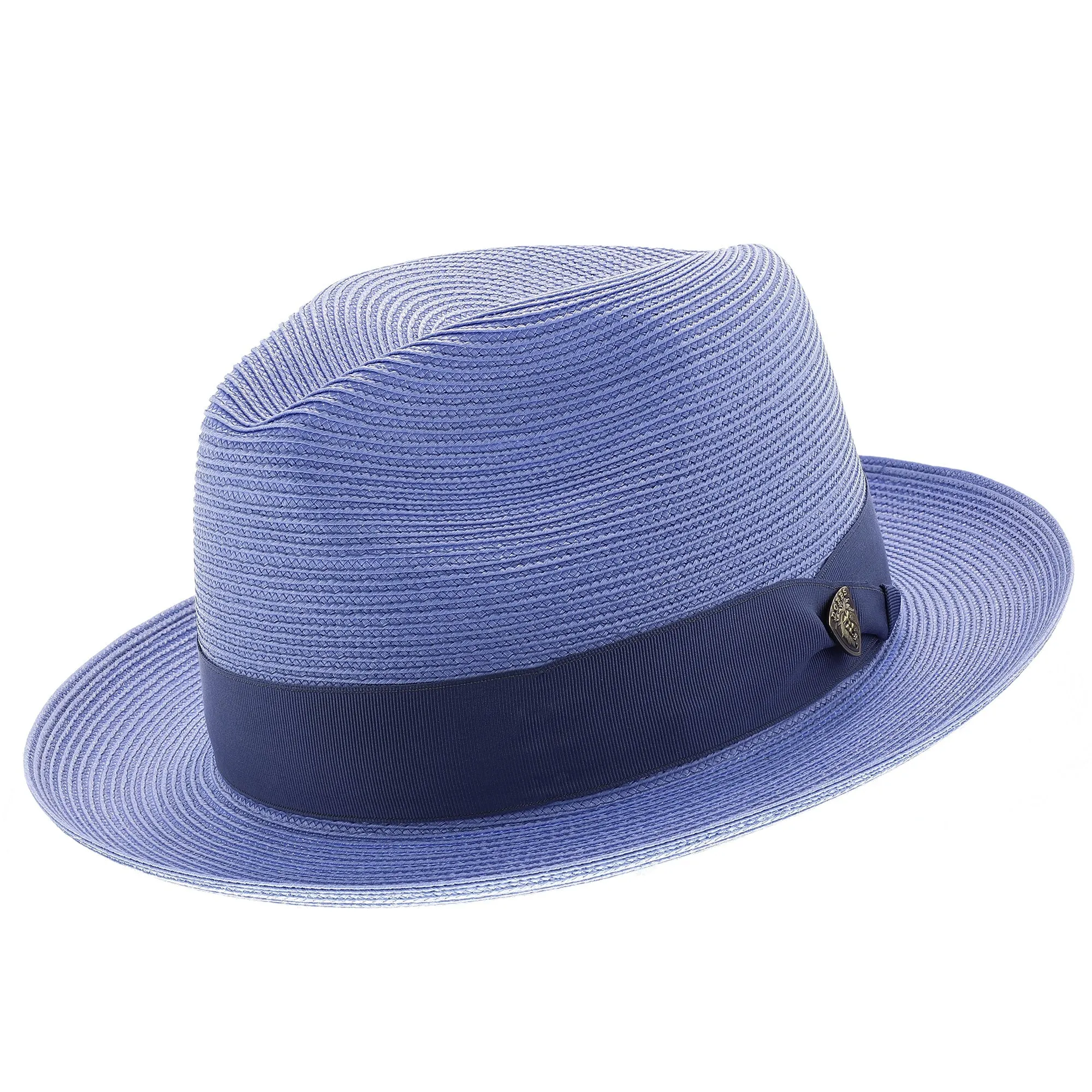 Navy Blue Straw Fedora Hat